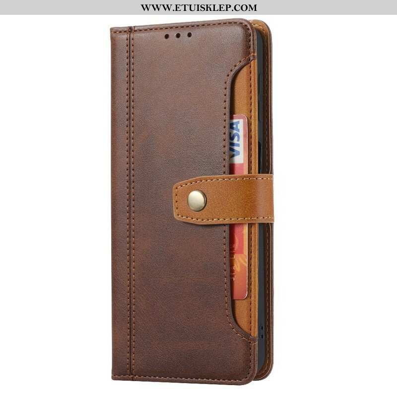 Etui Folio do iPhone 13 Mini Etui Na Karty Z Przodu I Pasek Z Efektem Skóry